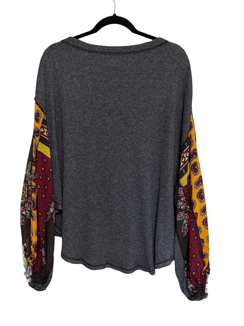 We The Free Boho Blossom Printed Patchwork Balloon Sleeve Thermal Top - Size M - Picture 4 of 9